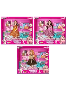 XD002B6, tidak melanggar 11 inci badan pepejal 12 sendi badan Barbie menggantung bunga dengan tudung telinga dengan aksesori anjing plastik dengan motosikal (3 jenis campuran)