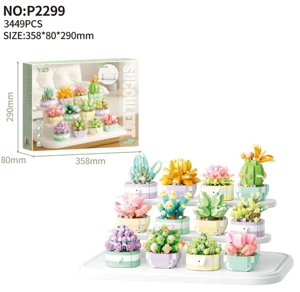 Succulent Set - 12 Styles With 3-layer Base Display Rack (3449PCS)