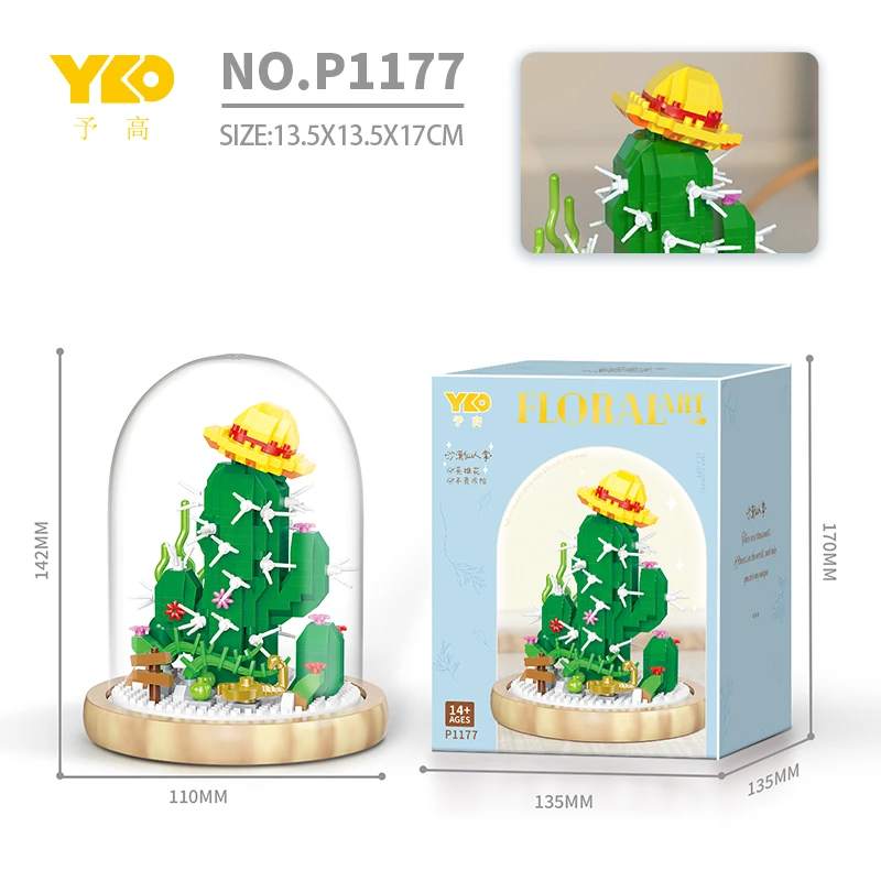 Hero Cactus (With Transparent Cover + Wooden Base)