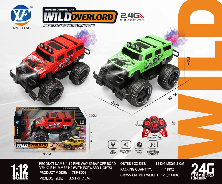 1:12 Penyemprot lima arah SUV besar Hummer H2 (dengan lampu ke hadapan)