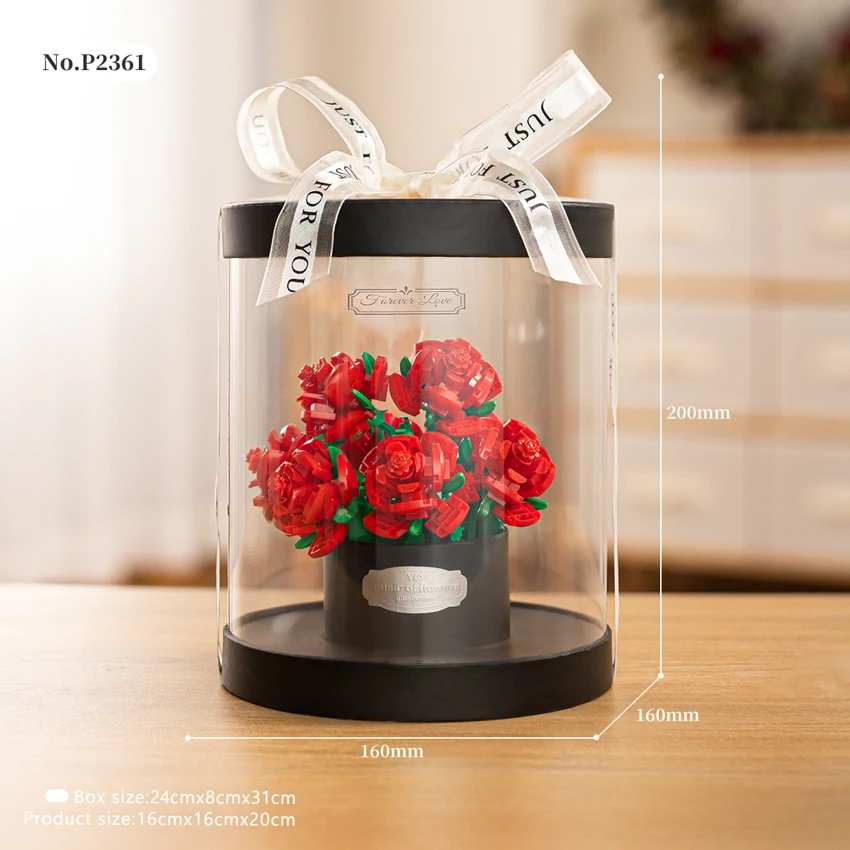 Red Rose Gift Box * 8 Roses (With Exquisite Gift Box + Window Carry Bag)