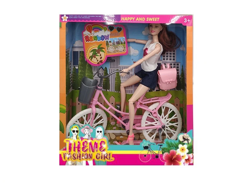 High-end 11.5-inch 11-joint solid body bicycle theme fashion doll with accessories