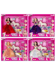 XD002A10, tidak melanggar 11 inci badan pepejal 12 sendi badan Barbie menggantung manik-manik bunga kepingan pakaian dengan tudung telinga dengan aksesori anjing plastik dengan muzik cahaya (4 campuran)