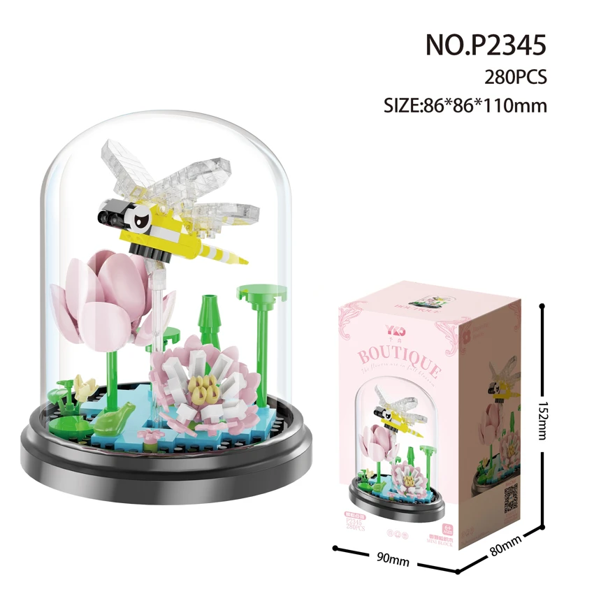 Dragonfly Point Lotus<br/>(Dengan penutup transparan + dasar hitam) (Dengan penutup transparan + dasar hitam)