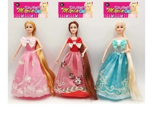 Baru kelas tinggi 11.5 inci padat rambut panjang sendi Puteri gaun Barbie tiga campuran rawak