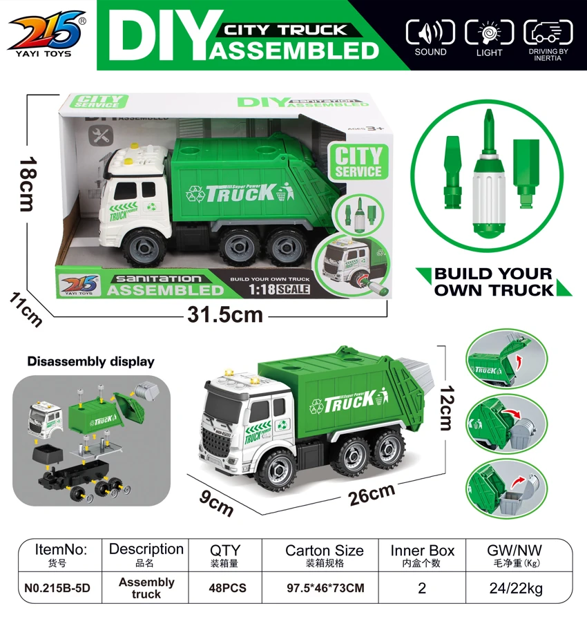 Kereta sanitasi inersia DIY (tiga butang dengan bunyi lampu)