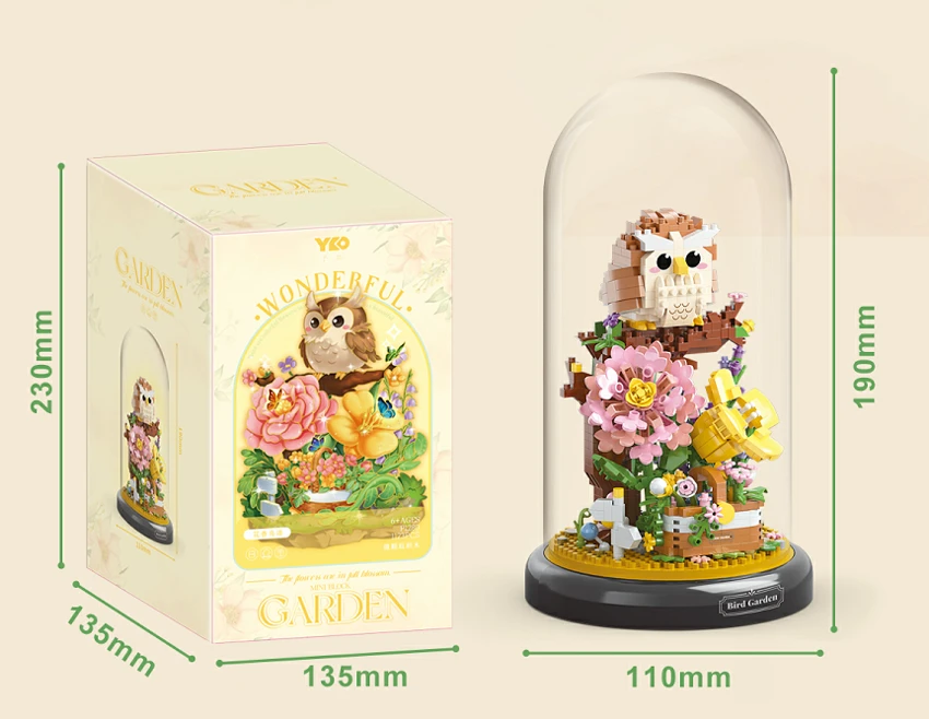 Taman burung hantu + penutup telus + asas hitam (1123PCS)