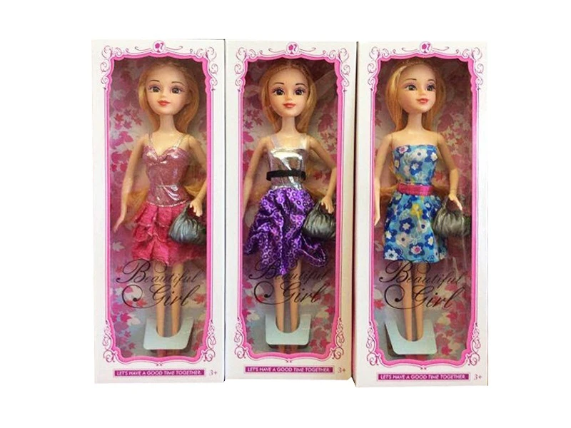 Kotak premium 11.5 inci badan pepejal 3D mata sebenar fesyen Barbie tali beg tangan tiga campuran