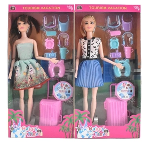 Summer swimsuit 11.5-inch 12-joint solid body female Barbie with swimming plastic accessories and travel suitcase