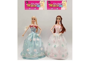 New Premium 11.5-inch solid body long-haired joint princess Barbie with full dress, 2 styles random mixed pack