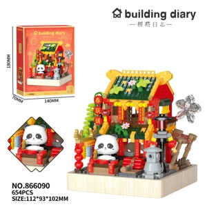 Kedai bunga musim bunga panda (dengan asas kayu)