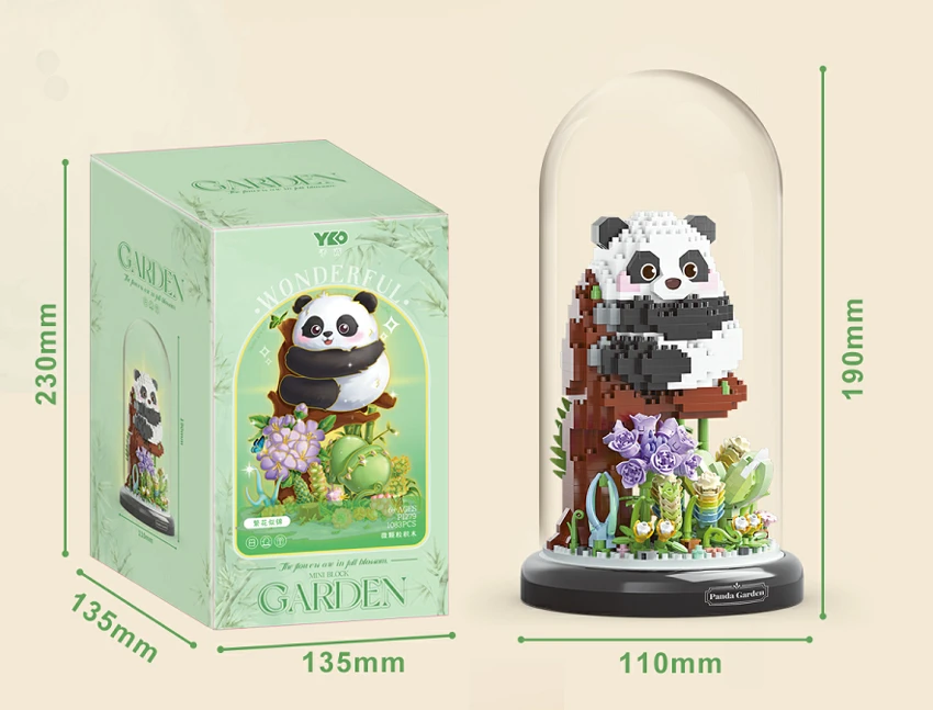 Panda Garden - Tree Hug + Transparent Cover + Black Base (1083PCS)