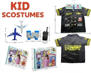 Cross-border Kids Pretend Play DIY Captain Costume, 4-Piece Set (Thickened, Color Box), Blue
