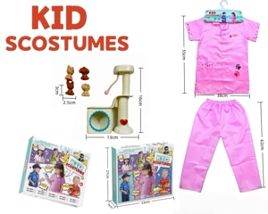 Anak-anak lintas batas di rumah DIY pakaian peran bermain hewan peliharaan dokter blus + celana + set 5 potong (model tebal) (model kotak warna) bubuk