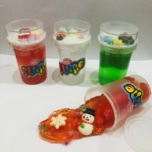 lumpur kristal slime Krismas salji kepingan putty