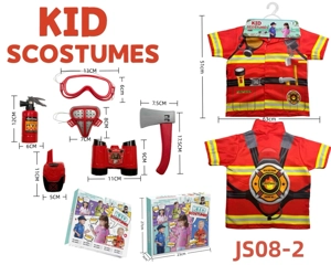 Anak-anak lintas batas pergi ke rumah DIY pakaian peran bermain pemadam kebakaran + set 6 potong (tebal) (kotak warna)