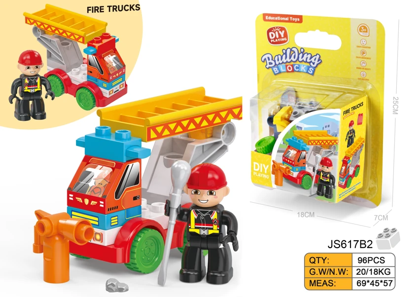 DIY Creative Fire Truck Desktop Large Particle Building Blocks Compatible with Lego, Educational Toy, 15PCS