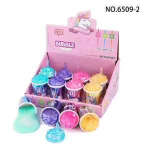 lumpur kristal slime slime minuman sedotan cawan dua warna lumpur tarik