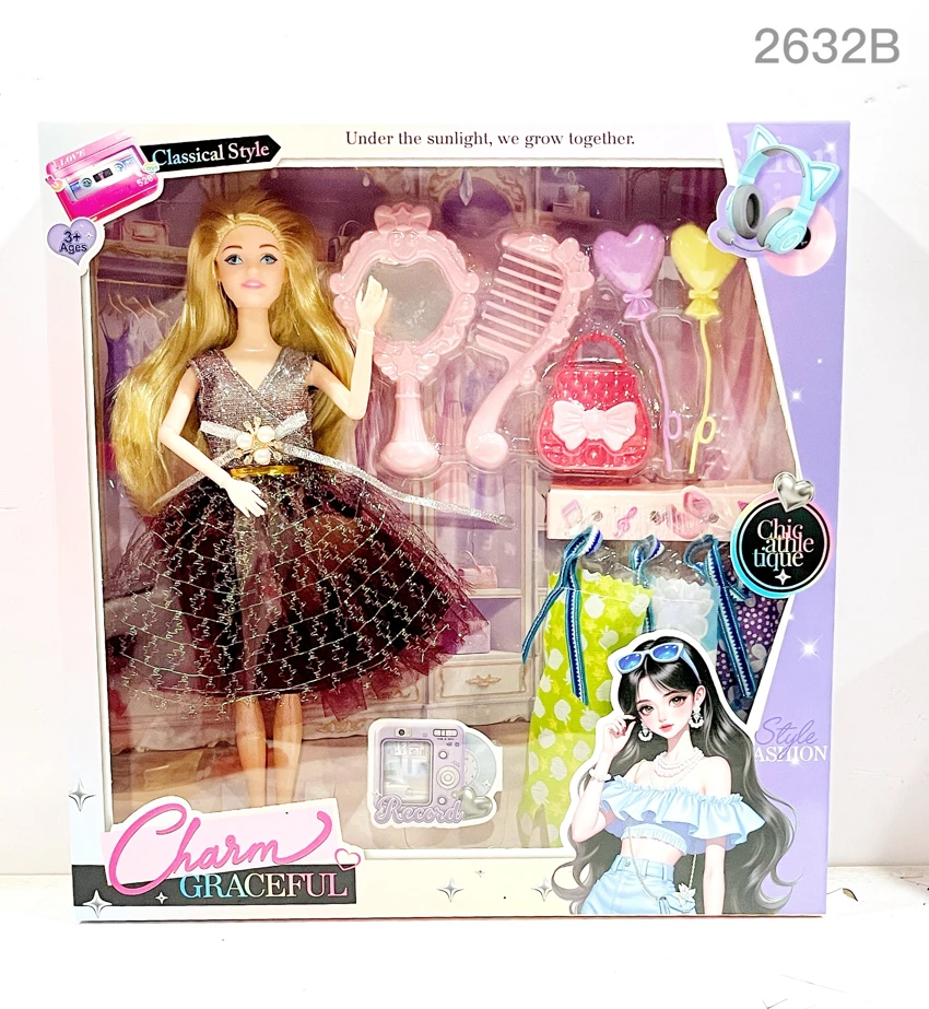 Fesyen baru 11 inci Barbie padat paha 9 sendi dengan aksesori pakaian pelbagai warna