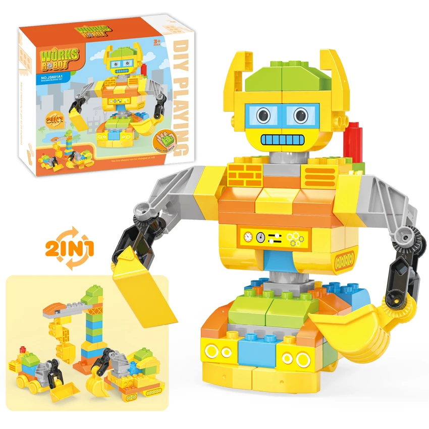 Creative Large Particle Construction Robot with Rotatable Arms, Educational & Stress Relief Toy