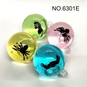 โคลนคริสตัลเมือกใสแขวนลูกแมงมุมสัตว์เล็กชุดสีเหลืองอําพัน