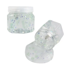 Lumpur kristal Slime Flash Hexagonal Botol Lumpur transparansi tinggi