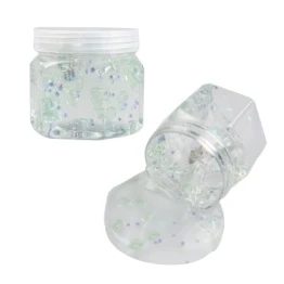 Lumpur kristal Slime Flash Hexagonal Botol Lumpur transparansi tinggi