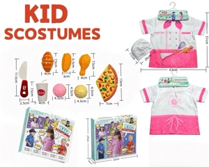 Cross-border Kids Pretend Play DIY Chef Costume, 9-Piece Set (Thickened, Color Box), Pink