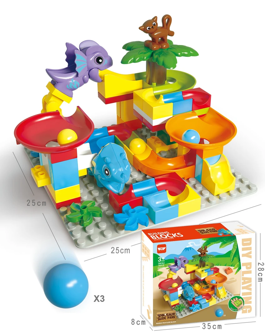 Large Particle Triceratops Slide Building Blocks, 55PCS