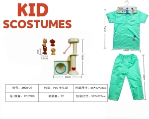Cross-border Kids Pretend Play DIY Pet Doctor Top & Pants, 5-Piece Set (Thickened), Green