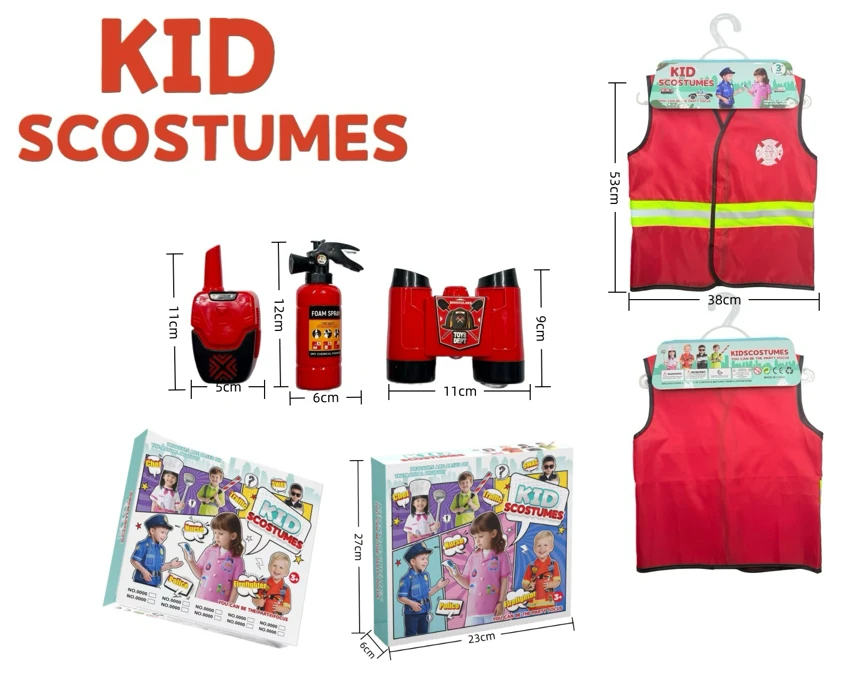 Kanak-kanak rentas sempadan rumah DIY pakaian peranan permainan api pantul reflektif + 3 set (tebal) (kotak warna)