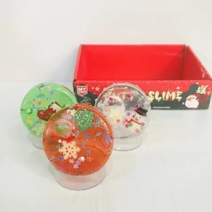 lumpur kristal slime Krismas salji kepingan putty