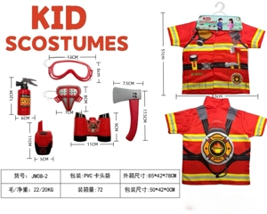 Anak-anak lintas batas pergi ke rumah DIY pakaian peran bermain pemadam kebakaran + set 6 potong (tebal)