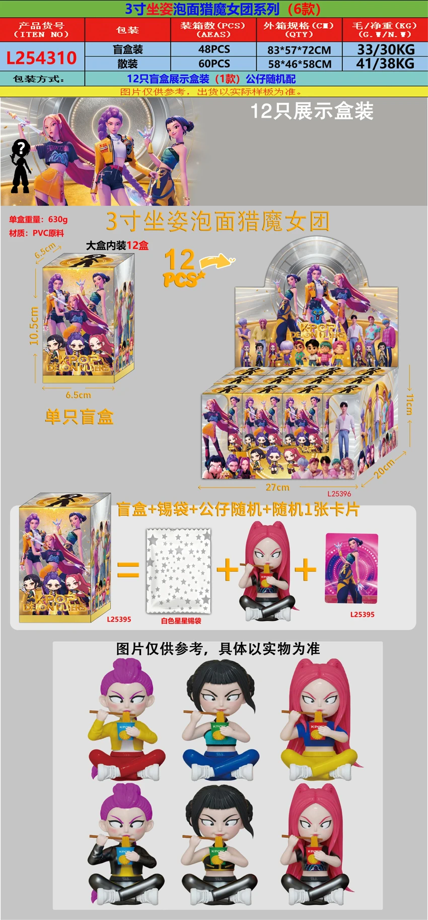 ก๋วยเตี๋ยว 4 นิ้ว นั่ง 6 ชิ้น 12 กล่องตาบอดโชว์กล่อง