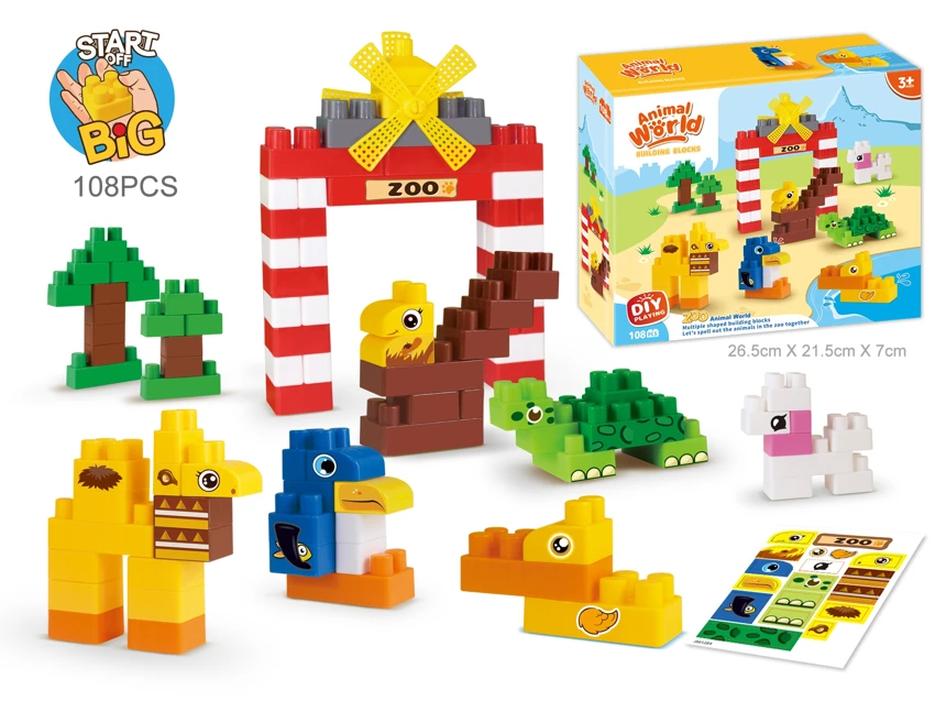 Dunia Hewan Taman perakitan blok bangunan anak-anak meja lipat mainan teka-teki dengan GCC (108PCS)
