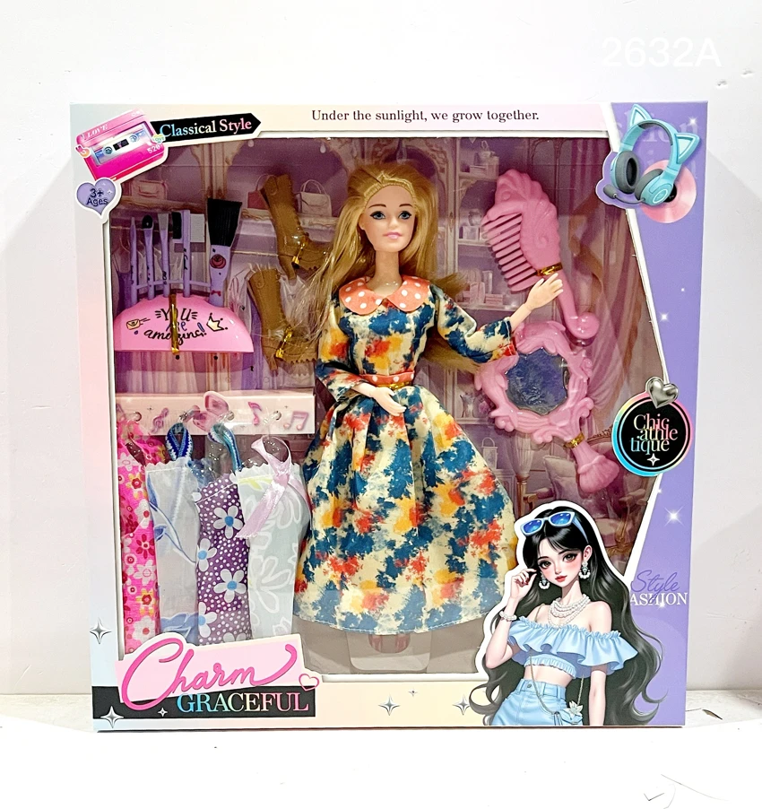 Fesyen baru 11 inci Barbie badan padat 9 sendi tali aksesori pakaian pelbagai warna