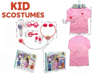 Anak-anak lintas batas di rumah DIY pakaian peran bermain Palang Merah pakaian dokter + set 6 pcs (model tebal) (model kotak warna) bubuk