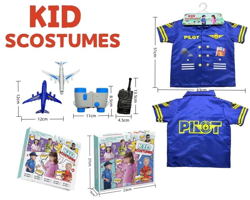 Cross-border anak-anak di rumah DIY pakaian peran-permainan pilot pakaian + 4 set (ketebalan) (kotak warna) Hitam