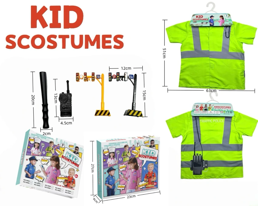 Anak-anak lintas batas di rumah DIY pakaian peran bermain polisi lalu lintas + set 4 potong (kotak warna) (model tebal)