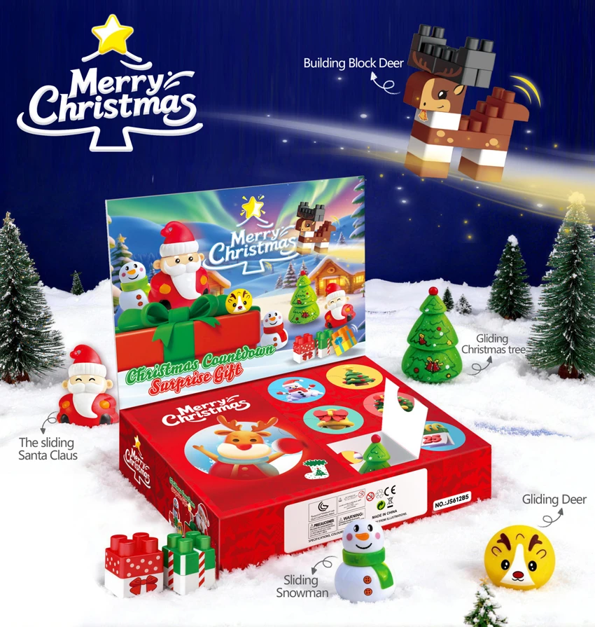 Hari Krismas, kejutan kotak buta<br/>Santa Claus Elk Membina Blok Pendidikan Teka-teki Mainan