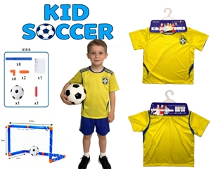 2026 Piala Dunia anak-anak bermain peran seragam pertandingan seragam + set gol sepak bola (tebal) Brasil