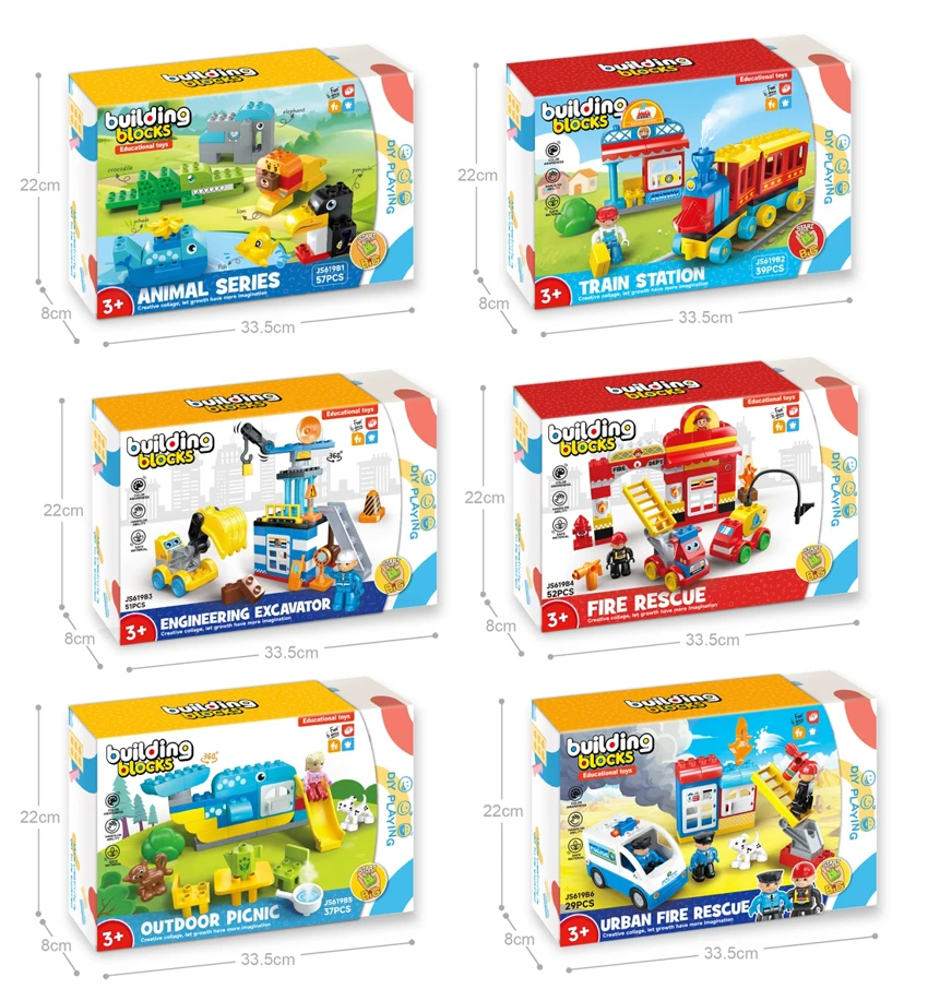6 Styles Mixed Large Particle Building Blocks Compatible with Lego, DIY Scene Educational Toy for Boys & Girls, Average 44pcs per set