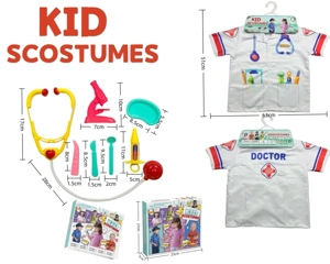 Cross-border Kids Pretend Play DIY Doctor Costume, 7-Piece Set (Thickened, Color Box), White