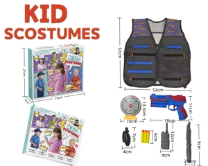 เสื้อผ้าเด็กข้ามพรมแดน DIY เสื้อกั๊กยิงคอสเพลย์ + ชุด 8 ชิ้น (หนา) (กล่องสี) สีส้มน้ําเงิน