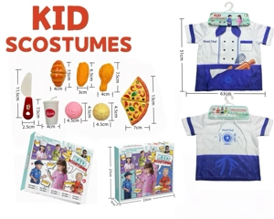 Cross-border Kids Pretend Play DIY Chef Costume, 9-Piece Set (Thickened, Color Box), Blue