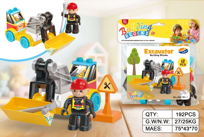 DIY Kreatif Bulldozer kompatibel dengan Lego Desktop blok bangunan partikel besar ilmu pengetahuan dan pendidikan teka-teki (12PCS)