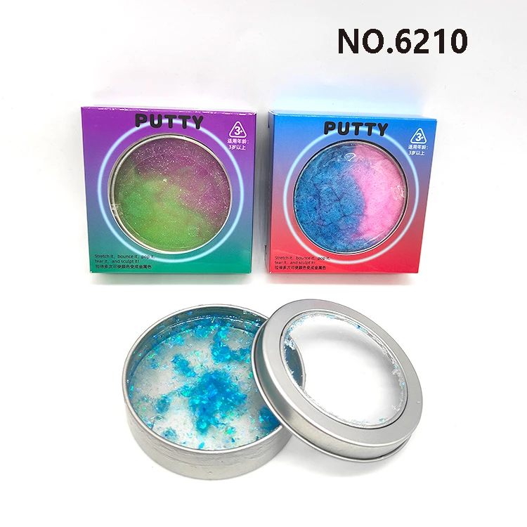 Starry Sky Transparent Bouncing Mud DIY Plasticine, Aluminum Box & White Card Box