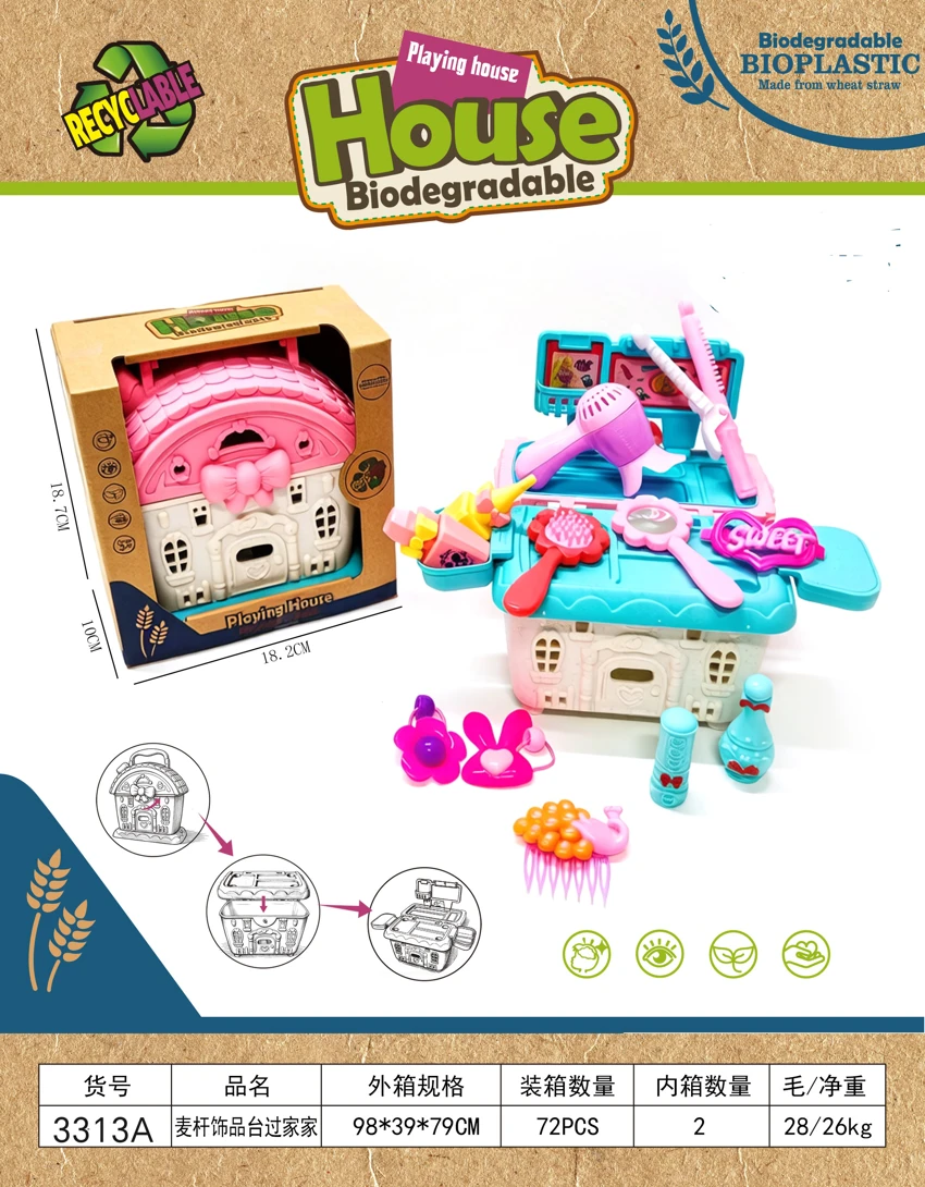 Wheat straw jewelry table pretend play set
