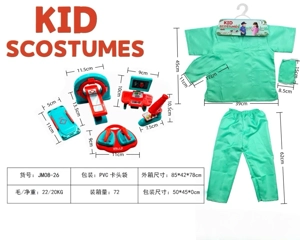 Anak-anak lintas batas pergi ke rumah DIY pakaian peran bermain dokter operasi pakaian + celana + topi + masker + set 5 potong (tebal) Hijau