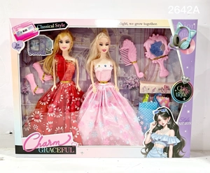 New stylish 11-inch solid body sister Barbie dolls, with accessories & assorted outfits, multiple colors